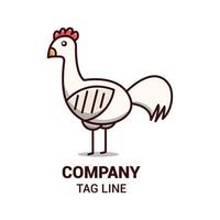 Chicken simple logo and icon outline, with vector illustration