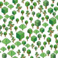 Isometric vector flowering trees pattern for forest, park, city. Seamless background. Landscape constructor kit icons for game, map, prints, ets.