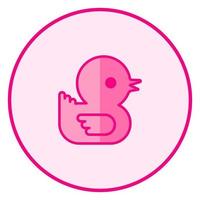 pato. icono de bebé rosa sobre un fondo blanco, diseño de vector de arte de línea.