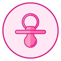 Pacifier. Pink baby icon on a white background, line art vector design.