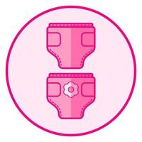 Diaper. Pink baby icon on a white background, line art vector design.