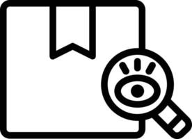 An icon with a magnifying glass and an eye symbolizing the package search process. vector