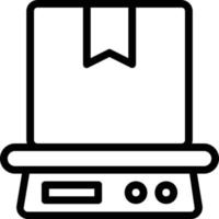 Image of the package icon above the scale which symbolizes the weighing process of the package to be sent. vector