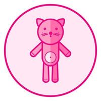 gato. icono de bebé rosa sobre un fondo blanco, diseño de vector de arte de línea.