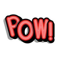 Pow - retro lettering with shadows on a white background. Vector bright illustration in vintage pop art style.