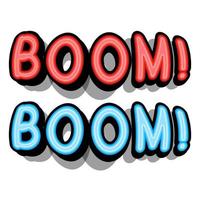 Boom - retro lettering with shadows on a white background. Vector bright illustration in vintage pop art style.