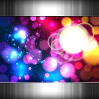 Bright colorful abstract background with defocused light bokeh. Metal frame. vector