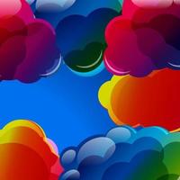 Abstract background with colorful illuminated clouds in the blue sky.Vector illustration.