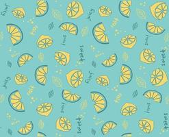 Lemon and lemon slice Tropical Fruit pattern vector file