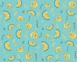 Lemon and lemon slice Tropical Fruit pattern vector file