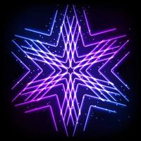 Colorful neon snowflake on a dark background, vector abstract illustration.