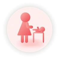 Toilet icon for mother with newborn room for feeding and diaper change in 3d gradient volumetric style vector