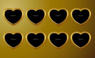 Golden Heart frame for photo vector