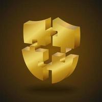 Golden Puzzle shield vector