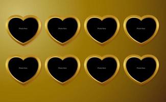 Golden Heart frame for photo vector