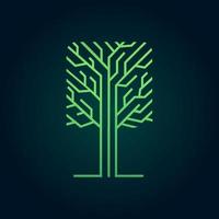 icono de vector de logotipo digital de circuito eléctrico de árbol tecnológico