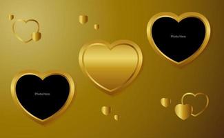 Golden Heart frame for photo vector