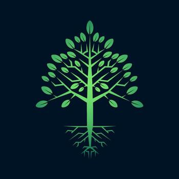 Tree icon concept of a stylized tree with leaves vector
