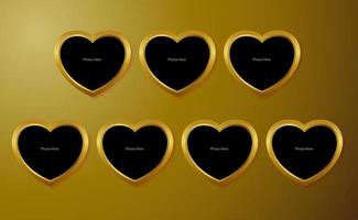 Golden Heart frame for photo vector