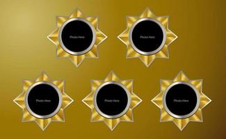 Golden star frame for photo vector