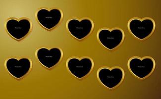 Golden Heart frame for photo vector