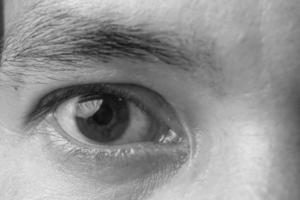 primer plano de ojos en blanco y negro foto