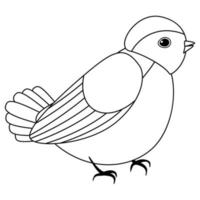 pájaro lindo de línea, estilo de coloración aislado sobre fondo blanco, vector de señal.