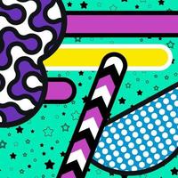 Memphis background with round geometric elements, patterns fashion trend 80-90s. Vector. vector