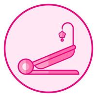 Bouncer. Pink baby icon on a white background, line art vector design.