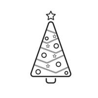 Christmas tree, vector line icon on a white background.