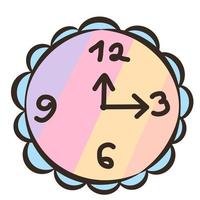 Wall clocks, icon, children's drawing style. vector