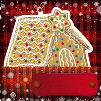 Christmas decorations on handmade knitted background.