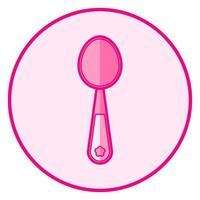 Spoon. Pink baby icon on a white background, line art vector design.