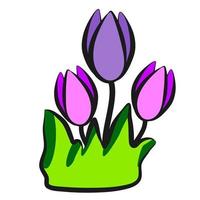 Flowers, icon, children's drawing style. vector