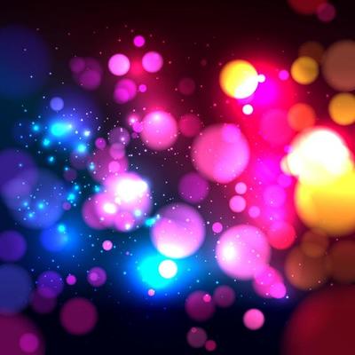 Bright colorful abstract background with defocused light bokeh.