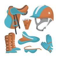 Flat design style riding equestrian elements vector