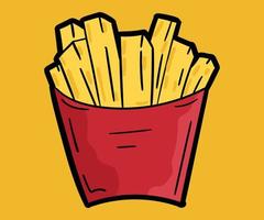 French Fries Doodle Hand drawn style vector