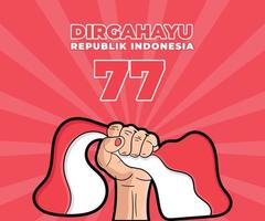 Indonesia Independent Day Doodle Hand Drawn vector