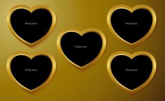 Golden Heart frame for photo vector