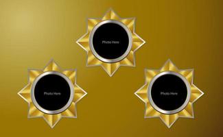 Golden star frame for photo vector