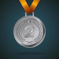 Silver medal isolated on  background vector
