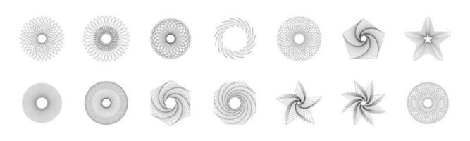 conjunto de estilo de estructura alámbrica abstracta de los años 80. tecnología retro futurista en línea de cuadrícula para elemento gráfico. colección de formulario de diseño de ilustración de malla 3d vector