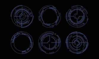 High technology HUD user interface. sci-fi futuristic display with detail for modern monitor screen in vector. Target shape for element design illustration. vector