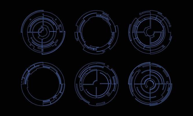 High technology HUD user interface. sci-fi futuristic display with detail for modern monitor screen in vector. Target shape for element design illustration.