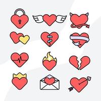 colección de iconos de corazón vector