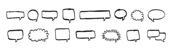 set of empty speech bubble text in hand drawn illustration.collection of blank copy space conversation for comic and design element. a simple line balloon text design vector