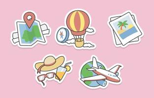 Cute Kawaii Traveling Stickers Set vector