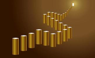 Up and down the tube ladder to success with gold backdround vector