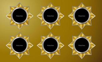 Golden star frame for photo vector