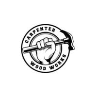 diseño de logotipo de carpintero en estilo rústico retro vintage. diseño de logotipo de manitas vector